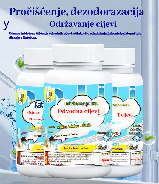 ✨ 【Nadograđena verzija】Šumeće tablete za odčepljivanje odvoda 🚰 | Otapaju dlake i masnoću, uklanjaju neugodne mirise i održavaju odvode čistima bez napora 💙