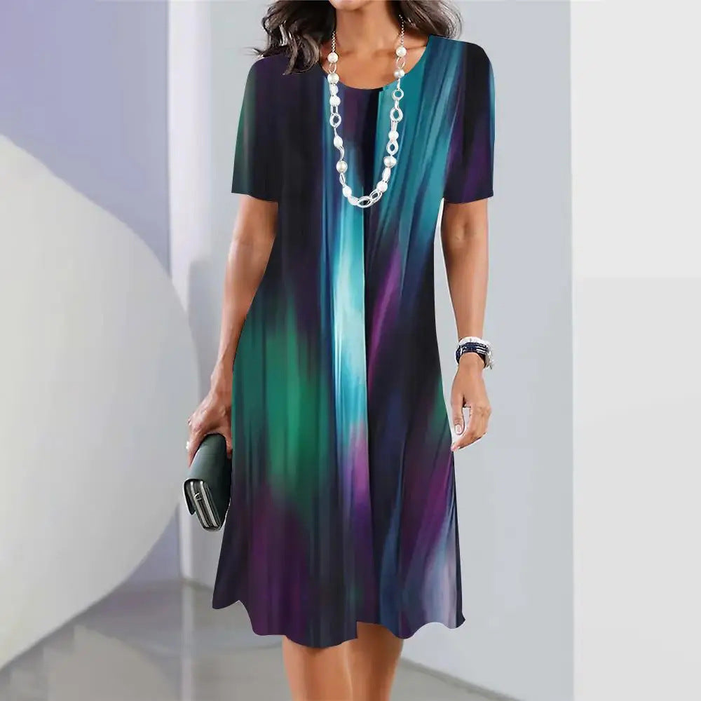 🔥【Reduceri mari de vară】🔥【S-5XL】✨Rochie elegantă de vară 2025 👗 Stil retro cu decolteu rotund  Lejeră și rafinată