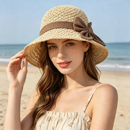 ☀️🎀Elegantni francuski šešir s mašnom — zaštita od sunca i hlada