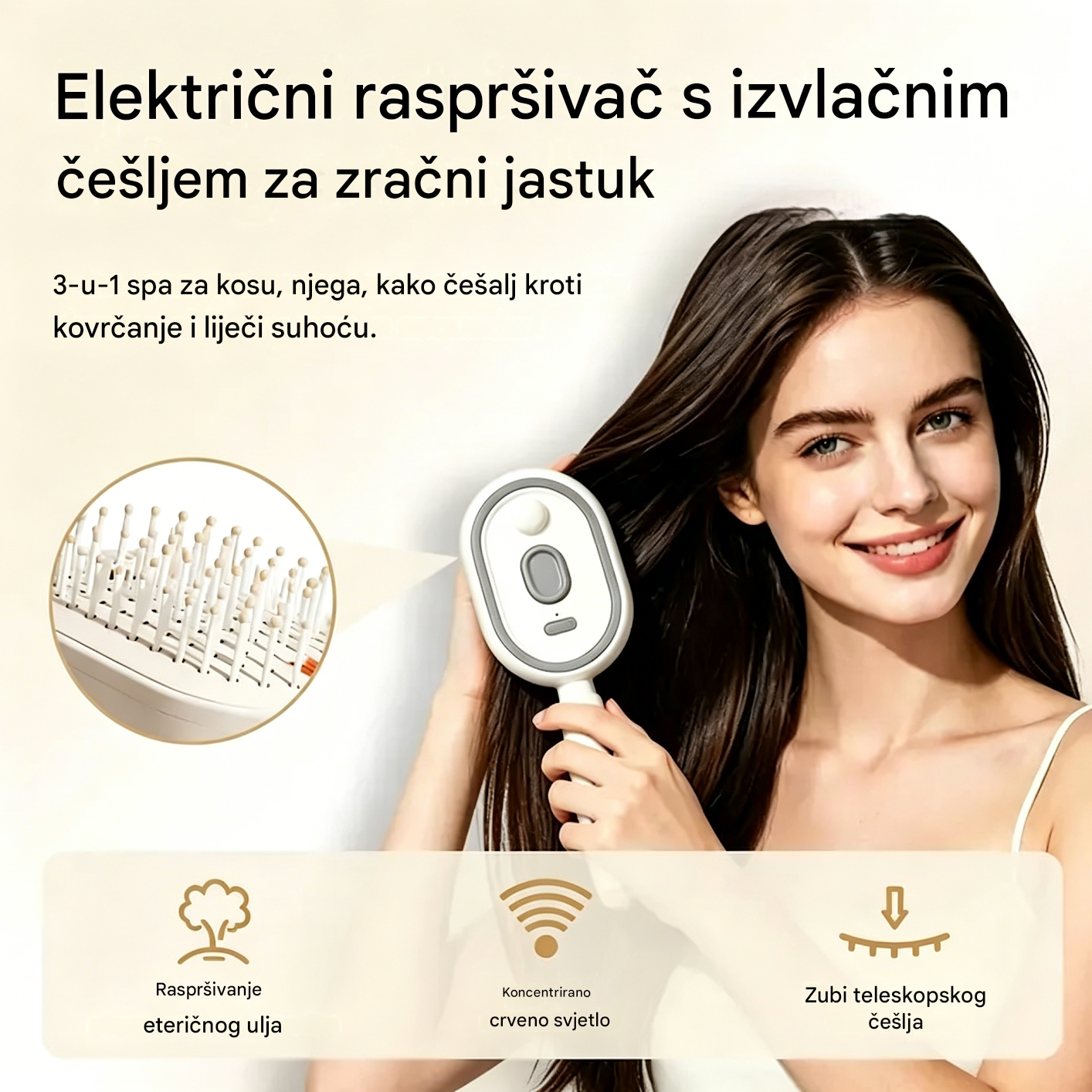 ⚡💨 Električni raspršivač s masažnim češljem i zračnim jastukom