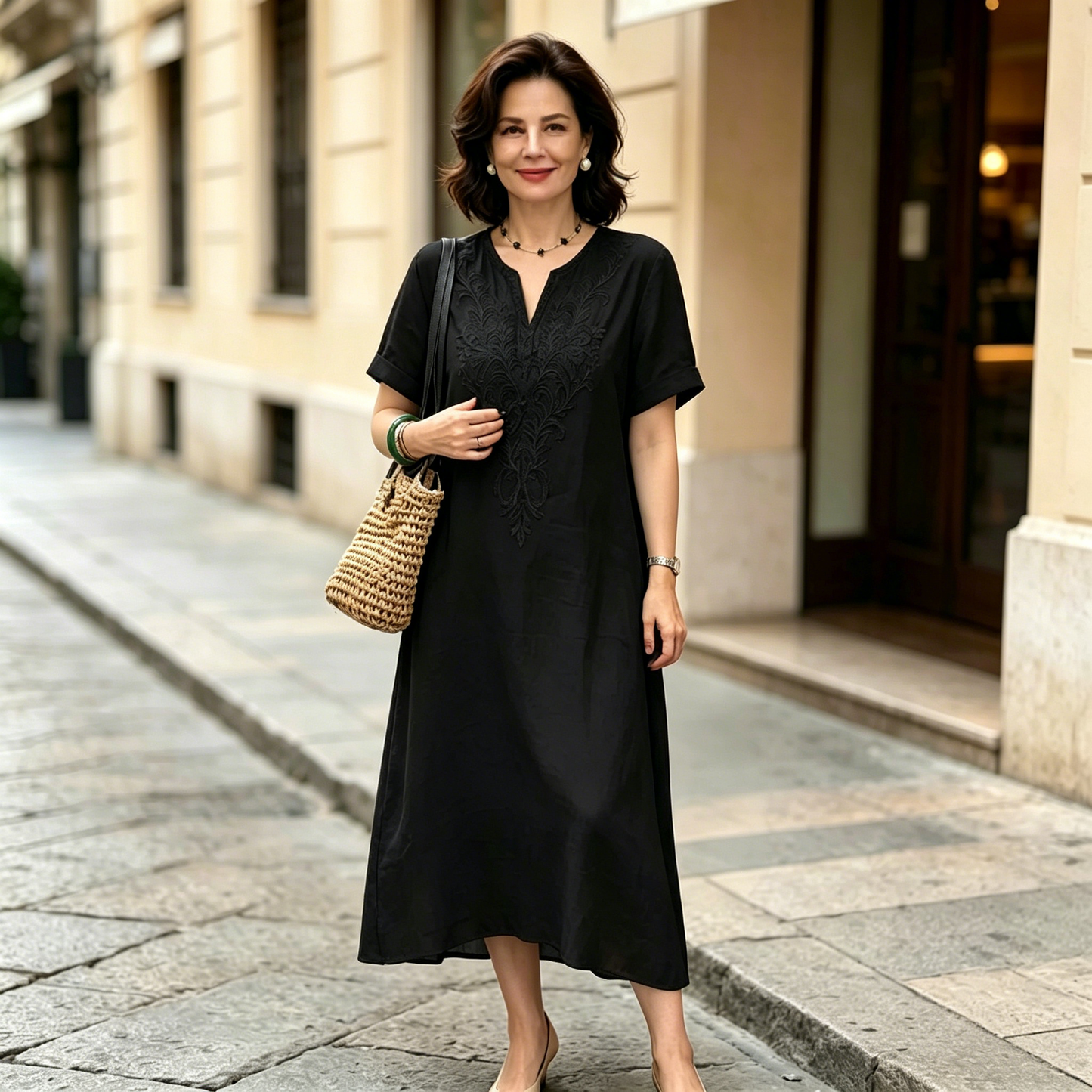 ✨Nova ljetna ženska haljina od pamuka i lana — izuzetan ručni vez, elegantan vintage stil