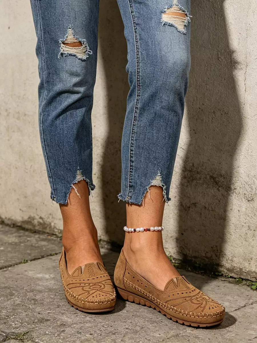 【36-43】👡💞Retro stil perforiranih ležernih balerinki｜Mekani potplat, svakodnevna udobnost｜Slip-on, plus veličine