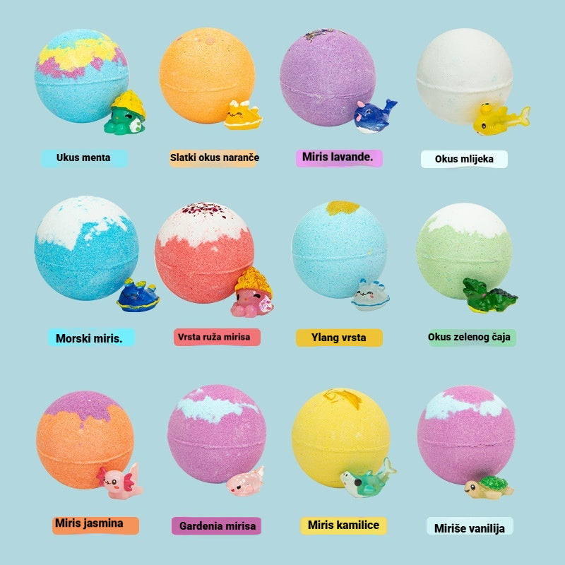 🌟🌟【12 komada za 36 eura】🛁🛁Set od 12 dječjih kuglica s morskom soli za kupanje — ✅Zabavna igračka ✅Nježna formula ✅Njeguje kožu