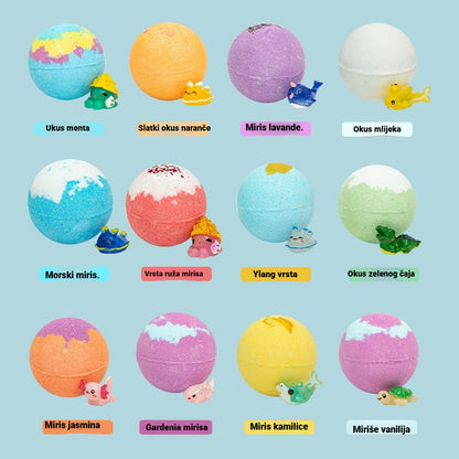 🌟🌟【12 komada za 36 eura】🛁🛁Set od 12 dječjih kuglica s morskom soli za kupanje — ✅Zabavna igračka ✅Nježna formula ✅Njeguje kožu