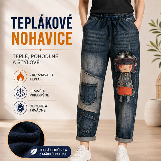 Dámske retro džínsy so širokými nohavicami, výšivkou a elastickým pásom - jedinečný štýl háremových džínsov (veľkosti S-5XL, 2 farby) 👖✨🍂