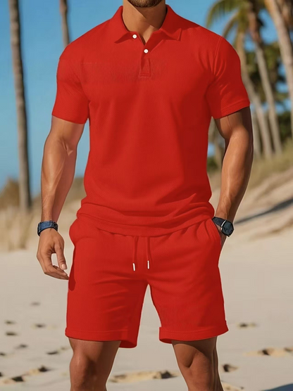 [S–3XL] Ljetni ležerni komplet kratkih rukava - polo majica i kratke hlače