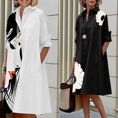 🔥👗【50% off】🌹💖【S-3XL】2026 nova modna svestrana ženska haljina košulja s printom, moderan dizajn, naglašavajući šarm