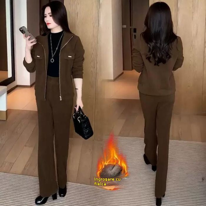 🔴【Reduceri la produse noi】💥【M-4XL】Costum casual de damă din catifea și îngroșat (sacou + pantaloni)-3885062