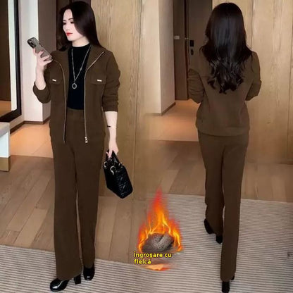 🔴【Reduceri la produse noi】💥【M-4XL】Costum casual de damă din catifea și îngroșat (sacou + pantaloni)-3885062