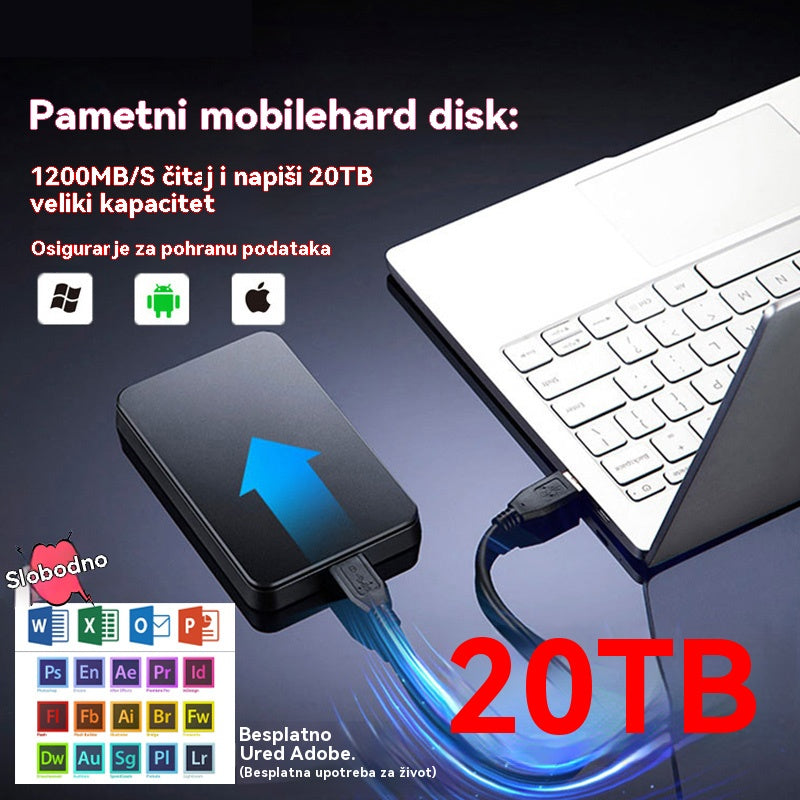 🔥🔥【Zadnji dan s 50% popusta】Prijenosni tvrdi disk 20TB ✅️Plaćanje pouzećem