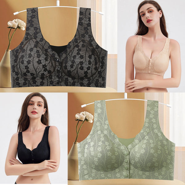 😍【Pachet de 2 bucăți】Sutien fără fir pentru femei cu nasturi în față ❤️【40-100kg】-3843429