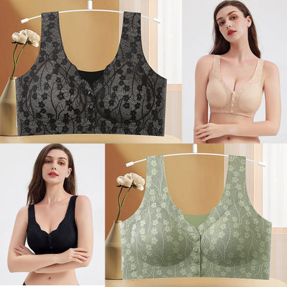 😍【Pachet de 2 bucăți】Sutien fără fir pentru femei cu nasturi în față ❤️【40-100kg】-3843429