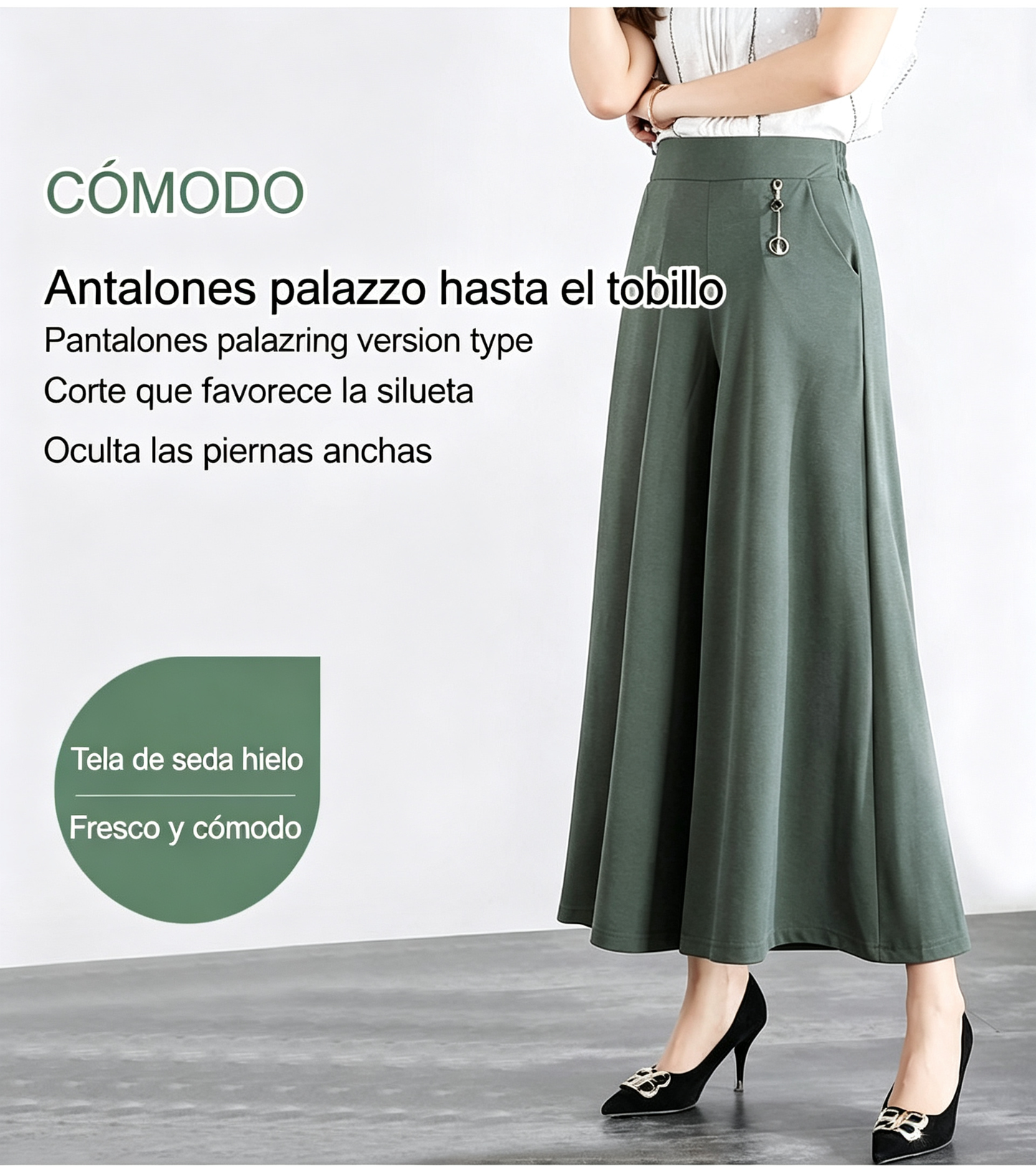 ❤️【M-5XL】Nuevos pantalones de verano para mujer 2026 - Pata ancha, seda de hielo, corte al tobillo