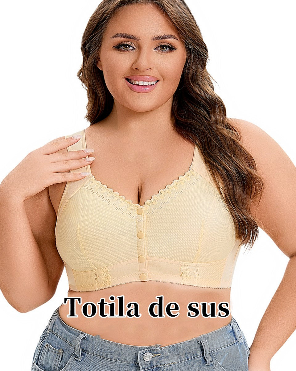（3 buc）💕🎁【45kg-155kg】Sutien supradimensionat, respirabil, din bumbac moale, cu nasturi frontali-3897626