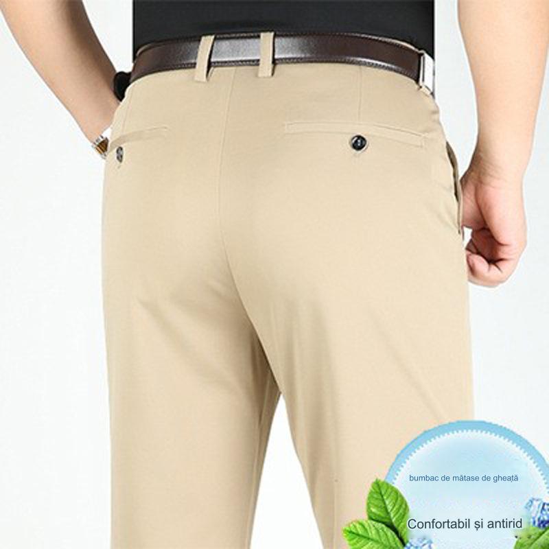 👖 Pantaloni business casual slim-fit de primăvară/vară cu picioare drepte, picioare largi și pantaloni elastici-3969563
