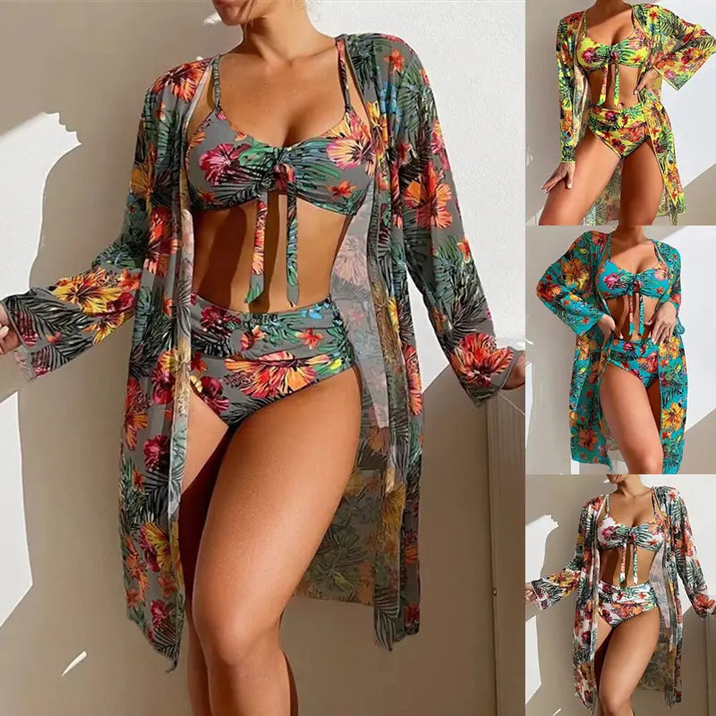 👙☀️【Platba na dobierku】💥【40-90kg】Nová štýlová plavková súprava, vrátane ľahkej bundy na ochranu pred slnkom. (3-dielna súprava)