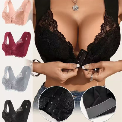 🔥Bestseller – Set od 5 komada🔥【40-110KG】😍Ženski grudnjak s prednjim kopčanjem, izvrstan efekt podizanja i oblikovanja, s elegantnim čipkastim dizajnom, udoban i sofisticiran