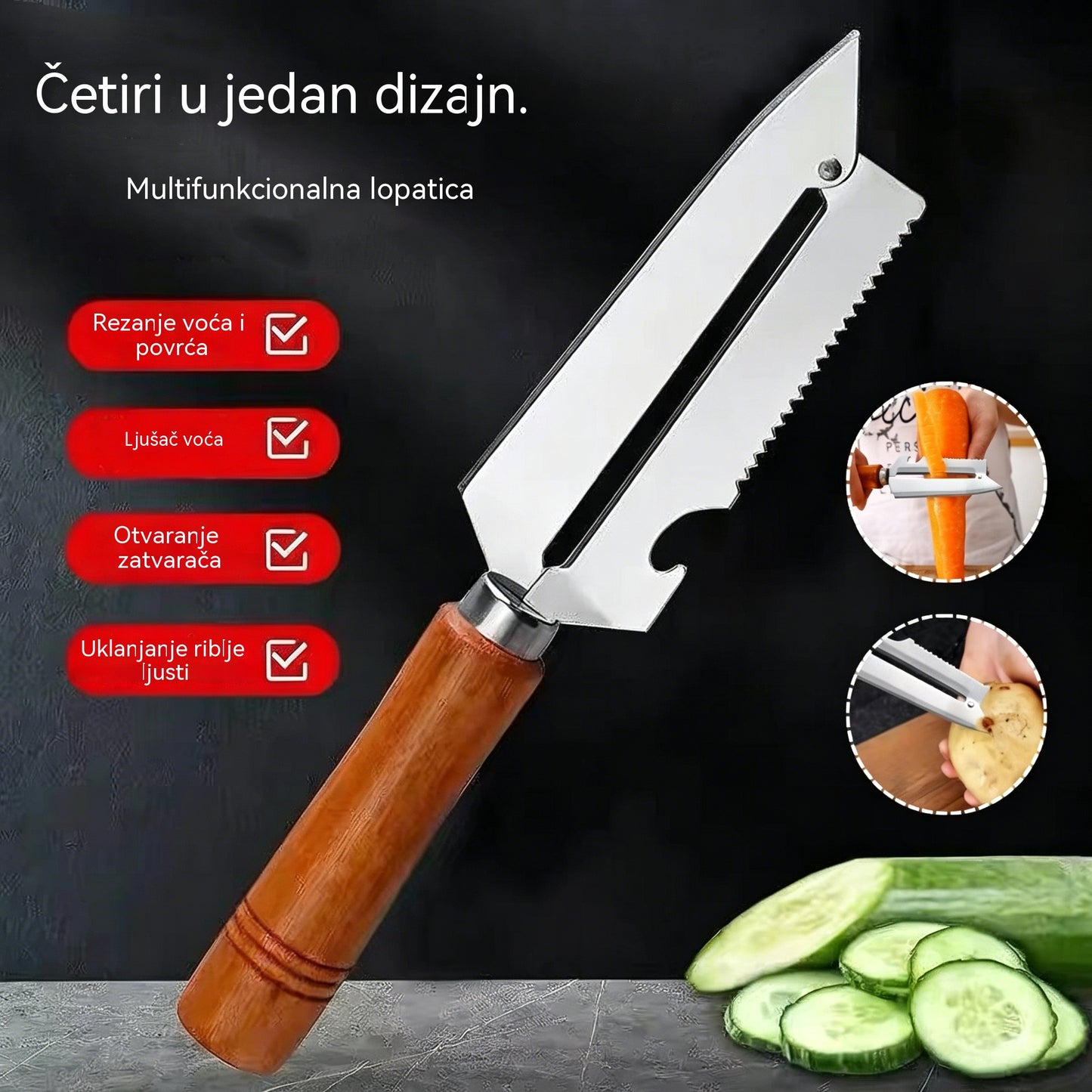 🥕 Kupite 2, dobijte 2 gratis! ✨ Višenamjenska kuhinjska gulilica: Izrađena od nehrđajućeg čelika s ergonomskom ručkom, idealna za voće, povrće i meso 🔪