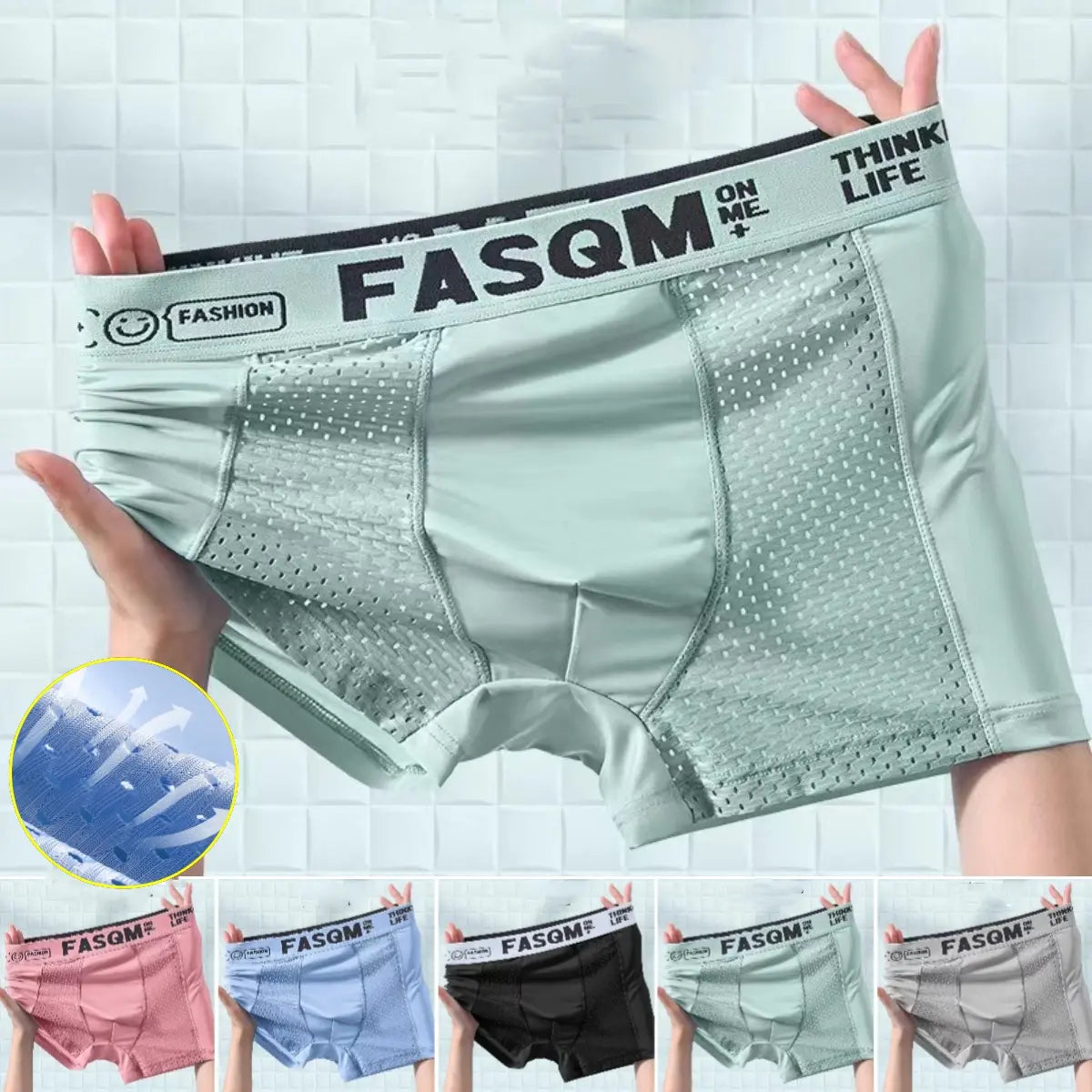 【Kupite 3, dobijte 3 gratis】【L-4XL】Muške prozračne bokserice od mrežaste tkanine ledene svile