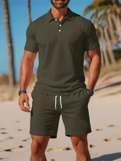 [S–3XL] Ljetni ležerni komplet kratkih rukava - polo majica i kratke hlače