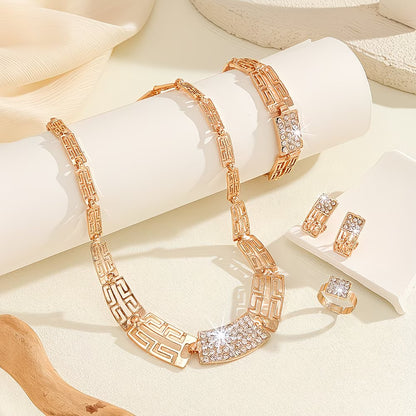 💖🔥【Prsten + Narukvica + Naušnice + Ogrlica】✨ Set nakita u boemskom stilu, jedinstveno kreativan, jednostavan i elegantan.
