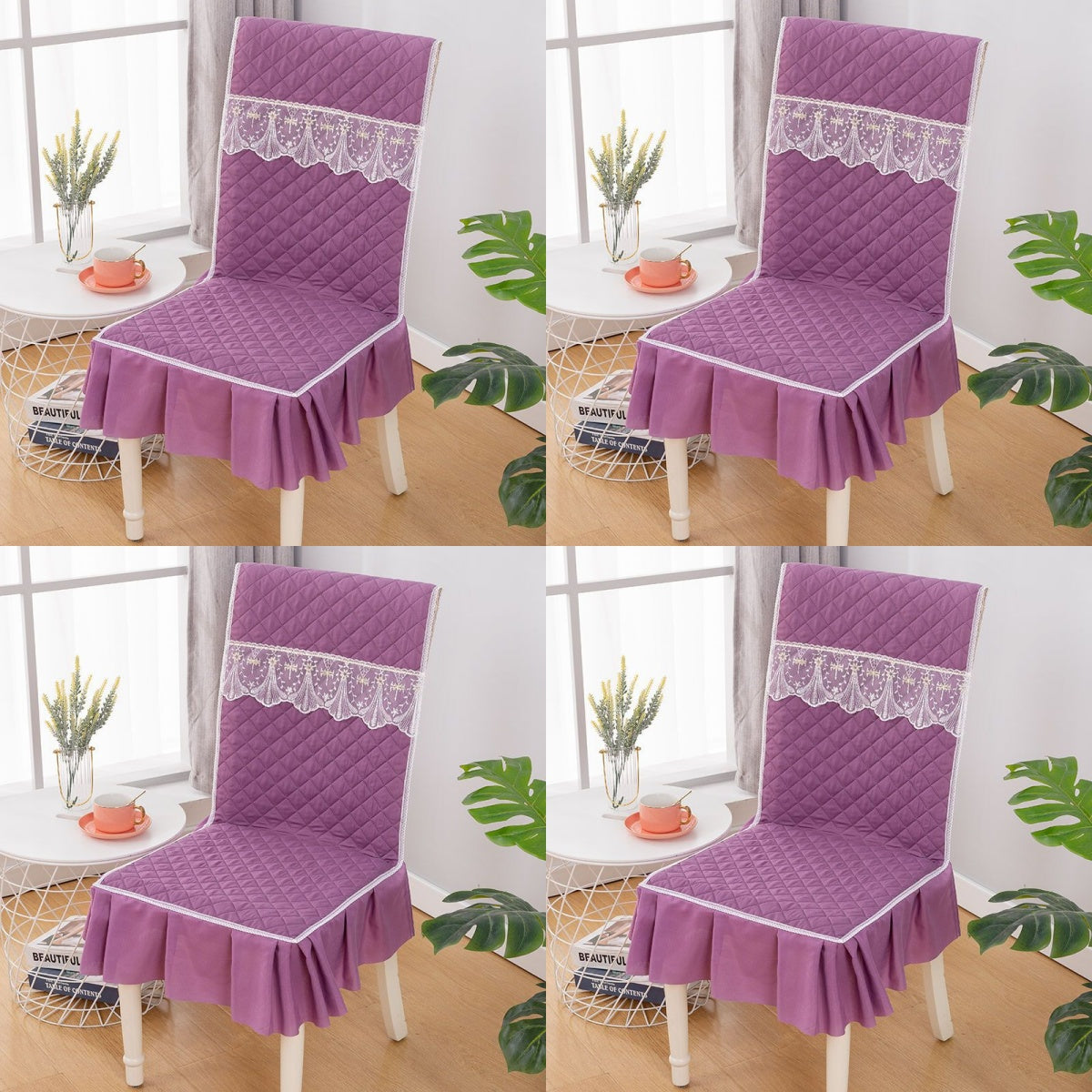 👍【4 bucăți】Husa de scaun universala perna de scaun dintr-o bucata perna de scaun anti-alunecare perna de spate-3852709