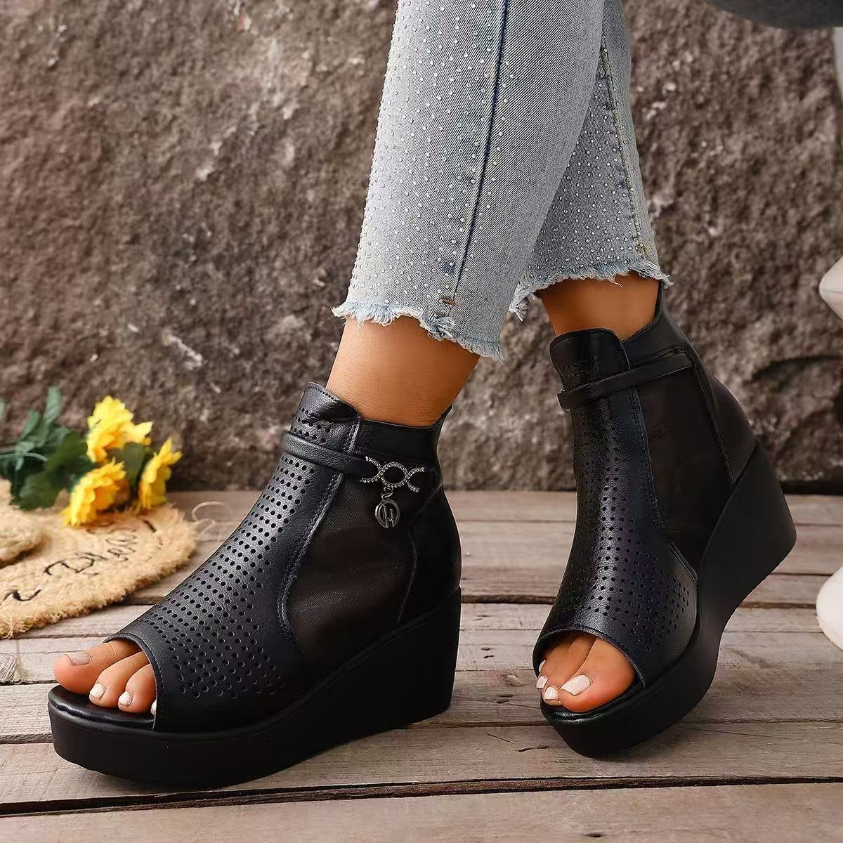 💥【Nevjerojatno najniža cijena】👡【Veličine 35-41】Ženske sandale s kosom petom, prozračne mrežaste, visokokvalitetne cipele, udobne, povećavaju visinu —✅ plaćanje pouzećem