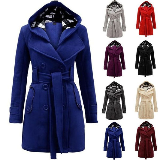 ✨【49% OFF】【S-3XL】Jachetă călduroasă cu glugă de lungime medie pentru femei-3852565