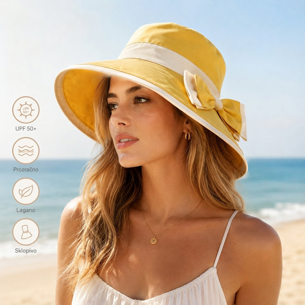 🌞📢 50% popusta! 👒 Ženski šešir za sunce širokog oboda s mašnom: lagan, prozračan i s UV zaštitom 🌸
