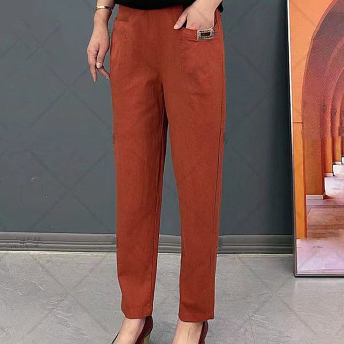 💞【M-6XL】2025 de noi pantaloni casual de damă elastic cu talie înaltă-3863714