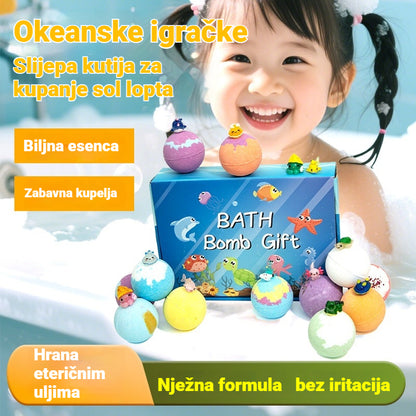 🌟🌟【12 komada za 36 eura】🛁🛁Set od 12 dječjih kuglica s morskom soli za kupanje — ✅Zabavna igračka ✅Nježna formula ✅Njeguje kožu