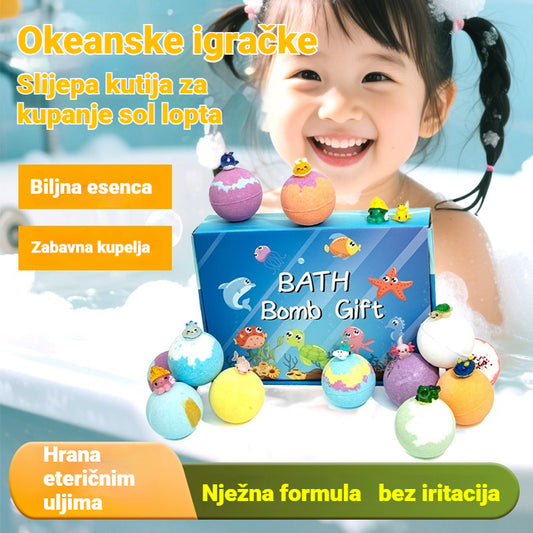 🌟🌟【12 komada za 36 eura】🛁🛁Set od 12 dječjih kuglica s morskom soli za kupanje — ✅Zabavna igračka ✅Nježna formula ✅Njeguje kožu