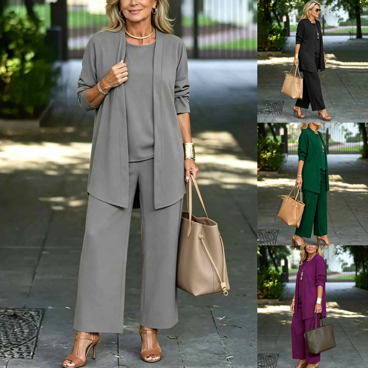 🧥Vrhunski ljetni set od 3 dijela: lepršavi kardigan, široki top i elegantne hlače protiv bora, veličine S-5XL