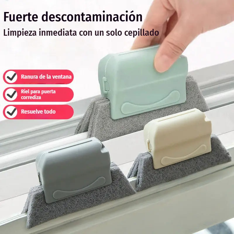 【3 piezas】🧽 Cepillo limpiador de ranuras para ventanas, práctico, eficaz y reutilizable
