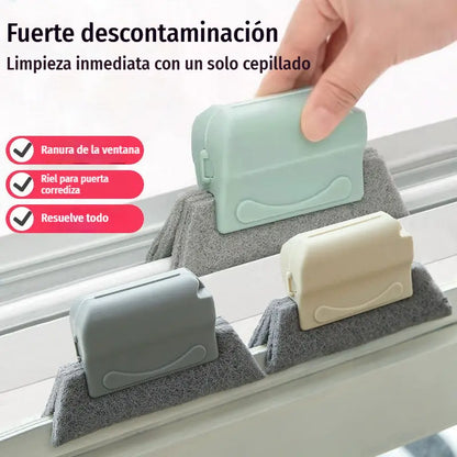 【3 piezas】🧽 Cepillo limpiador de ranuras para ventanas, práctico, eficaz y reutilizable