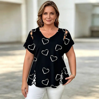 👚【S-5XL】Moderna majica s V-izrezom i izrezom u obliku srca