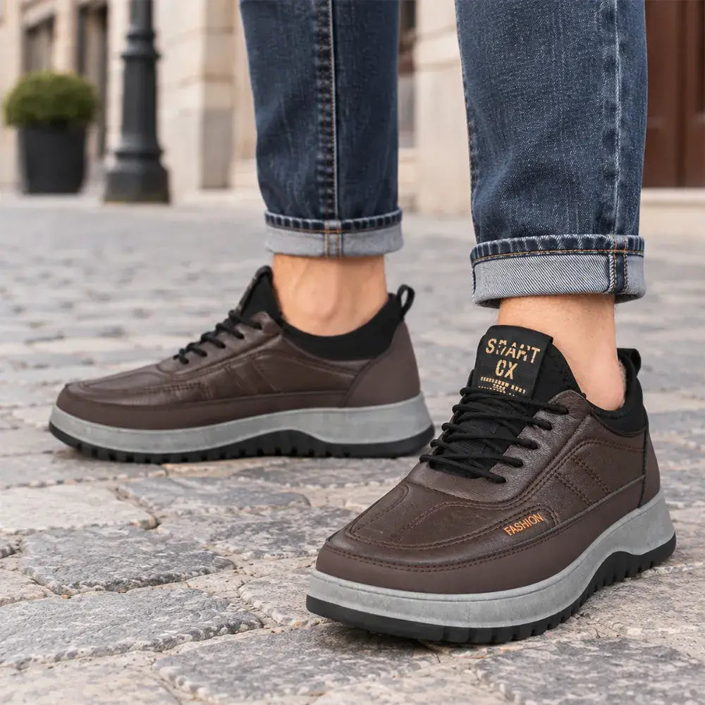 【39-45】Męskie zimowe buty sportowe do rekreacji, ze skóry naturalnej, wodoodporne, z miękką podeszwą i aksamitem