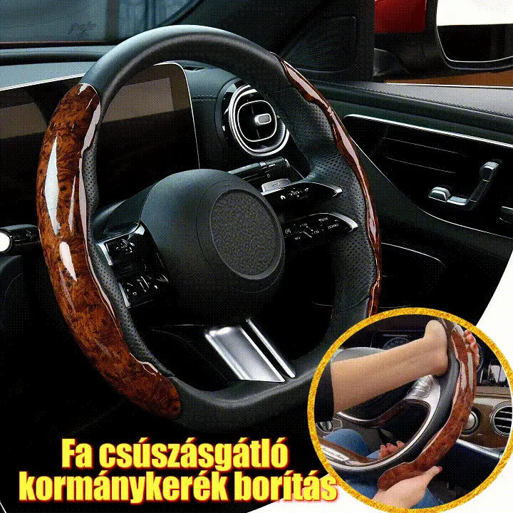 【1 set od 3 komada】 Neklizajuća navlaka za volan automobila s drvenim uzorkom