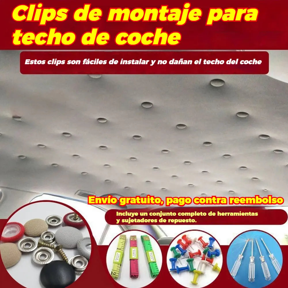 🔥【60 piezas】🚗Clips para desmontar la lona del techo del coche, incluyendo herramientas de instalación, que facilitan el desmontaje y el montaje.
