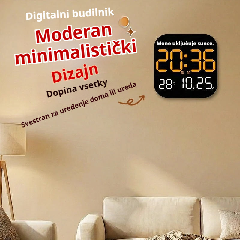 🛏️Višenamjenski LED elektronički sat -🌙 Nježno vas budi, recite zbogom dosadnim budilicama! Vrijeme + Datum + Dan u tjednu + Temperatura + Alarm, jedan sat za više namjena.