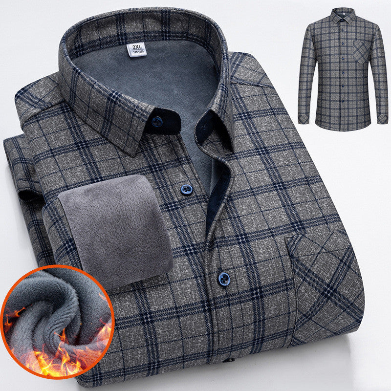🔥【Reducere de 50% cu termen limitat】👔【L-5XL】Cămașă călduroasă de afaceri cu mânecă lungă toamna și iarna-3898999