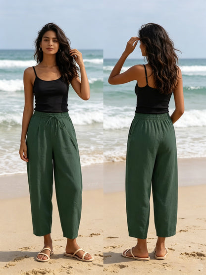 😍【Novo Ograničeno vrijeme 50% popusta 3 dana】💕【S-5XL】Ženske ležerne pamučno-lanene hlače - hladne i prozračne, elegantne i ležerne, od mekane tkanine. ✅Plaćanje pouzećem