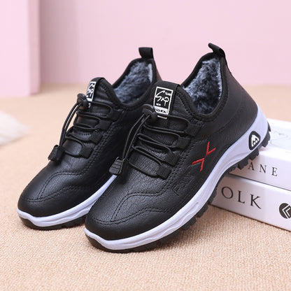 【35-41】Pantofi de femeie din bumbac din catifea lucrați manual din piele naturală în stil nou de iarnă-3839317