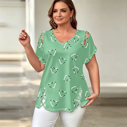 👚【S-5XL】Modna majica z V-izrezom in srčastim izrezom✅Plačilo po povzetju