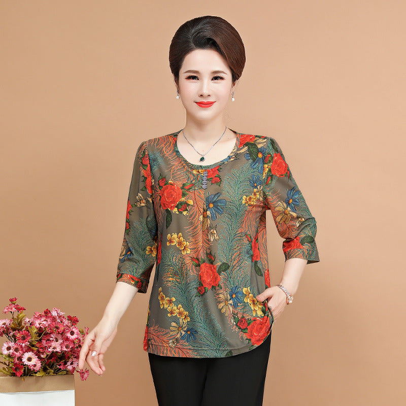 💥😍【Reduceri la produse noi】【XL-5XL】Primăvară și vară 2025, nou top tricou cu imprimeu floral-3915081