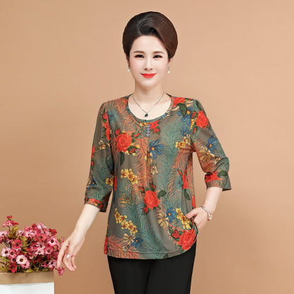 💥😍【Reduceri la produse noi】【XL-5XL】Primăvară și vară 2025, nou top tricou cu imprimeu floral-3915081