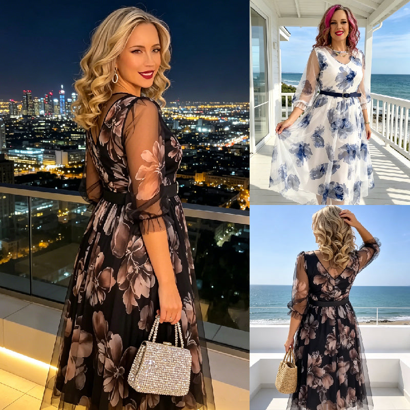 Nuevo 50% de descuento + pago contra entrega 🌸💥【S-5XL】Nuevo vestido elegante con estampado floral