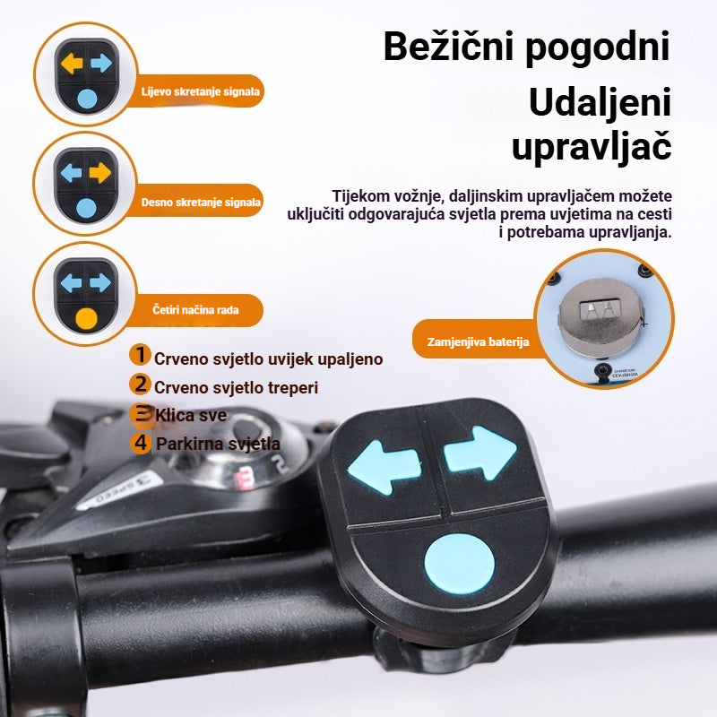😀【Kupite jedan, dobijte jedan gratis】Novi multifunkcionalni bežični alarm s daljinskim upravljačem, pogodan za pokazivače smjera na biciklu