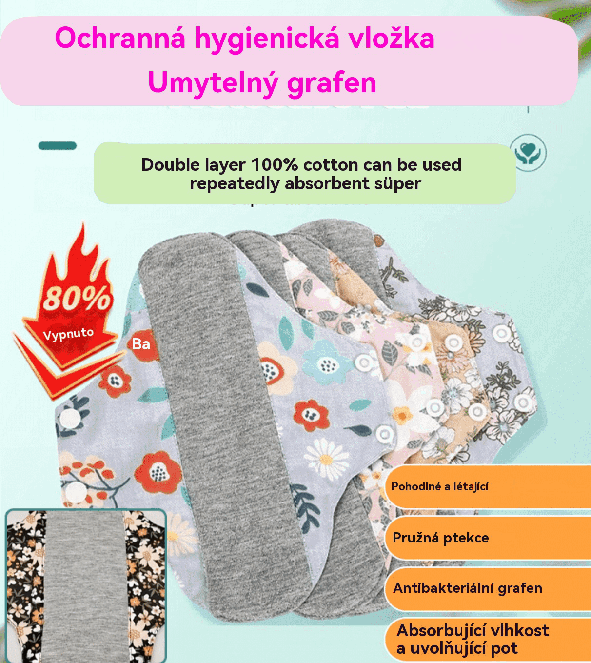 🔥🌈【Plačilo ob dostavi】【Paket 5】Pralni antibakterijski grafitni vložki za preprečevanje stranskih puščanj