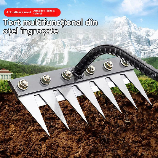 💥【Ofertă limitată în timp】 ⛏️🌱Artefact de plivire cu sapă săpat în agricultură agricultura legumelor unealtă de slăbire a solului greblă feroce din oțel greblă pentru cuie-3983477